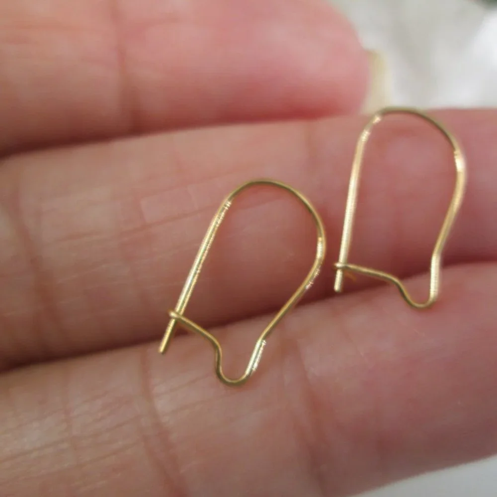SOLID 14kt.Gold Ear Wires>14kt.Gold Kidney Shape Ear Wires,Decorative Ear wires - Picture 5 of 8